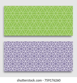 Seamless horizontal borders with repeating line texture. Geometric seamless lace patterns collection for banners, greeting cards or birthday invitations. Ethnic arabic, indian, turkish ornament
