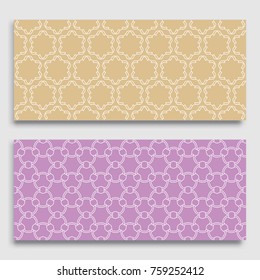 Seamless horizontal borders with repeating line texture. Geometric seamless lace patterns collection for banners, greeting cards or birthday invitations. Ethnic arabic, indian, turkish ornament