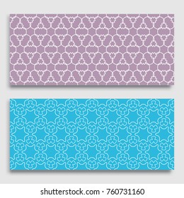 Seamless horizontal borders with repeating line texture. Geometric seamless lace patterns collection for banners, greeting cards or birthday invitations. Ethnic arabic, indian, turkish ornament