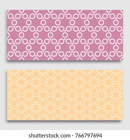 Seamless horizontal borders with repeating line texture. Geometric seamless lace patterns collection for banners, greeting cards or birthday invitations. Ethnic arabic, indian, turkish ornament