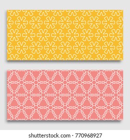 Seamless horizontal borders with repeating line texture. Geometric seamless lace patterns collection for banners, greeting cards or birthday invitations. Ethnic arabic, indian, turkish ornament