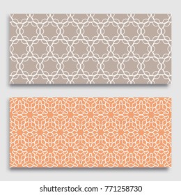 Seamless horizontal borders with repeating line texture. Geometric seamless lace patterns collection for banners, greeting cards or birthday invitations. Ethnic arabic, indian, turkish ornament