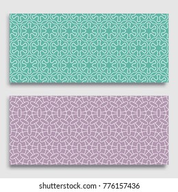 Seamless horizontal borders with repeating line texture. Geometric seamless lace patterns collection for banners, greeting cards or birthday invitations. Ethnic arabic, indian, turkish ornament