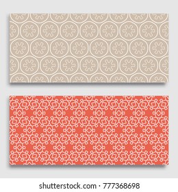 Seamless horizontal borders with repeating line texture. Geometric seamless lace patterns collection for banners, greeting cards or birthday invitations. Ethnic arabic, indian, turkish ornament