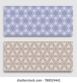 Seamless horizontal borders with repeating line texture. Geometric seamless lace patterns collection for banners, greeting cards or birthday invitations. Ethnic arabic, indian, turkish ornament