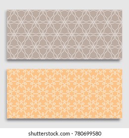 Seamless horizontal borders with repeating line texture. Geometric seamless lace patterns collection for banners, greeting cards or birthday invitations. Ethnic arabic, indian, turkish ornament