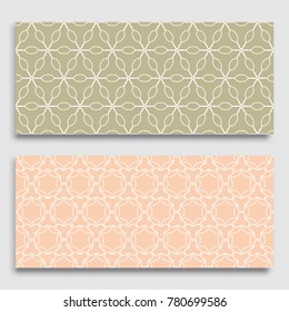Seamless horizontal borders with repeating line texture. Geometric seamless lace patterns collection for banners, greeting cards or birthday invitations. Ethnic arabic, indian, turkish ornament
