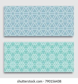 Seamless horizontal borders with repeating line texture. Geometric seamless lace patterns collection for banners, greeting cards or birthday invitations. Ethnic arabic, indian, turkish ornament