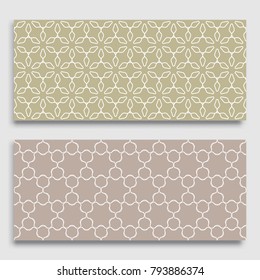 Seamless horizontal borders with repeating line texture. Geometric seamless lace patterns collection for banners, greeting cards or birthday invitations. Ethnic arabic, indian, turkish ornament