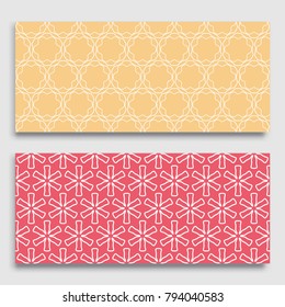 Seamless horizontal borders with repeating line texture. Geometric seamless lace patterns collection for banners, greeting cards or birthday invitations. Ethnic arabic, indian, turkish ornament