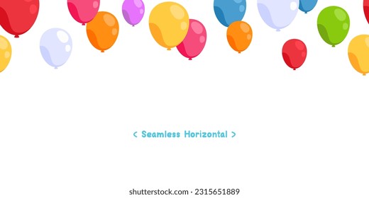 Seamless Horizontal Celebrate a Colorful Balloon party isolated on white background. Birthday, Christmas, anniversary, and festival fair concept. Vector illustration flat cartoon design.