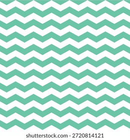 Nahtloses horizontales Chevron Zig Zag Muster Vektor Hintergrund in Minze Grün und Weiß, Abstraktes geometrisches wiederholendes Design für Textilgewebe, Tapete, Web, Branding und Verpackung