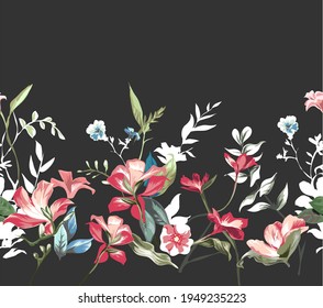 seamless horizontal colorful flower pattern