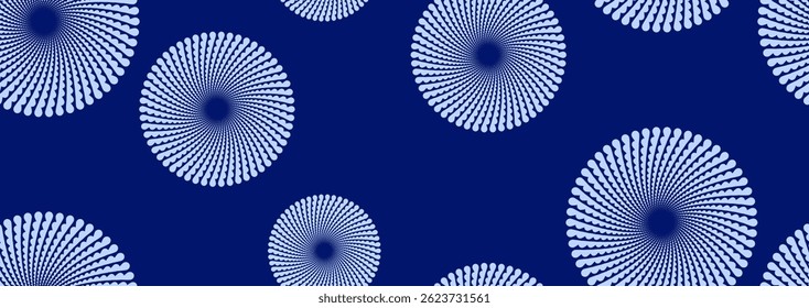 Seamless horizontal cotton circle pattern. African ethnic fabric or Sarongs of Bali. Traditional design. fashion fabric background. Vector art. Not created by AI.