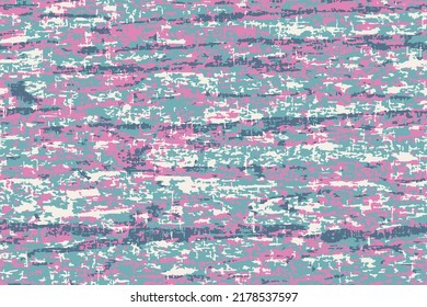 Seamless horizontal cracked stripe texture pattern. Abstract blue, green and pink grunge texture background.