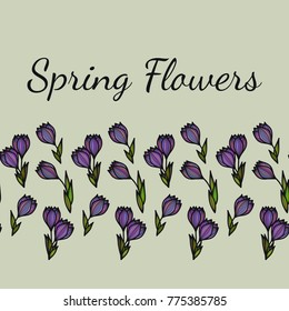 Seamless horizontal floral pattern. Vintage decorative elements. Floral ornament. 
