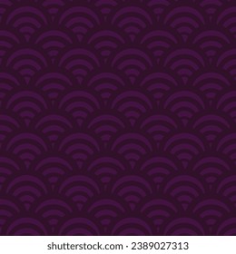 Seamless Horizontal Geometric Pastel Colored Rainbow Wave Stipes Purple Background Vector Pattern