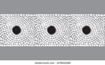 Seamless horizontal geometric roman mosaic pattern