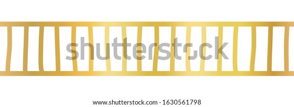 Seamless horizontal gold foil\
border. Vector pattern with stripes. Abstract hand drawn repeating\
geometric border. Elegant ribbon trim. Shiny metallic\
decoration.