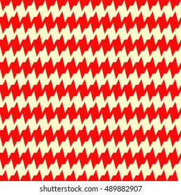 Seamless horizontal jagged striped pattern. Repeated red angular lines on white background. Sharp waves abstract wallpaper. Zigzag motif. For scrapbook paper, textile print. Wavy vector illustration