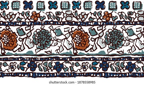 Seamless horizontal modern border ethnic pattern