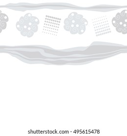 Seamless horizontal pattern of  abstract motifs, stripes, halftone.
