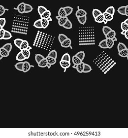 Seamless horizontal pattern of  acorns,  halftone.
