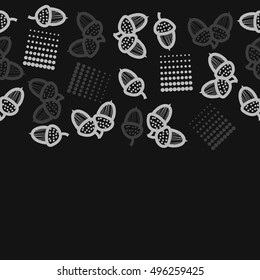 Seamless horizontal pattern of  acorns,  halftone.