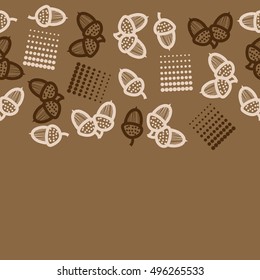 Seamless horizontal pattern of  acorns,  halftone.