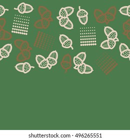 Seamless horizontal pattern of  acorns,  halftone.