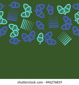 Seamless horizontal pattern of  acorns,  halftone.