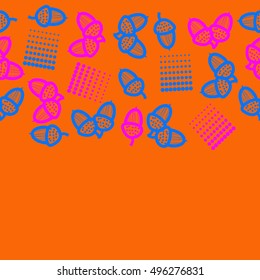Seamless horizontal pattern of  acorns,  halftone.