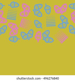 Seamless horizontal pattern of  acorns,  halftone.