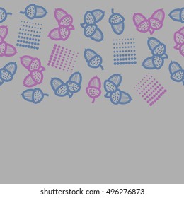 Seamless horizontal pattern of  acorns,  halftone.