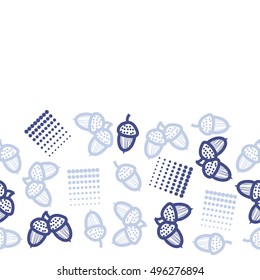 Seamless horizontal pattern of  acorns,  halftone.