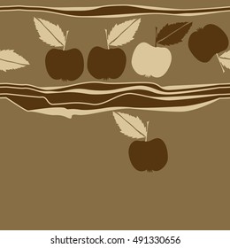 Seamless  horizontal pattern with apple, stripes. Hand drawn.