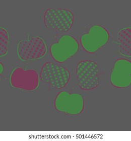 Seamless  horizontal pattern with apples motif,halftone.