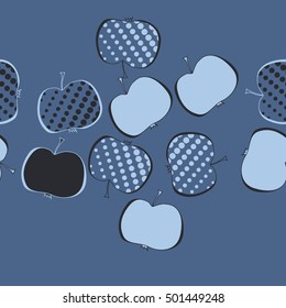 Seamless  horizontal pattern with apples motif,halftone.