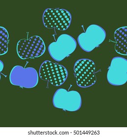 Seamless  horizontal pattern with apples motif,halftone.