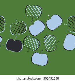 Seamless  horizontal pattern with apples motif,halftone.