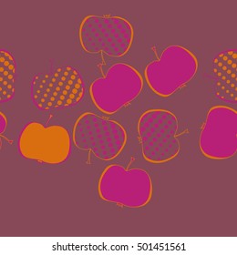 Seamless  horizontal pattern with apples motif,halftone.
