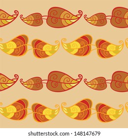 Seamless horizontal pattern with autumn leaves 