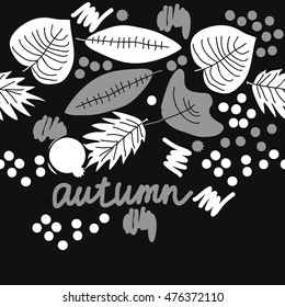 Seamless  horizontal pattern with  autumn theme. Hand drawn.