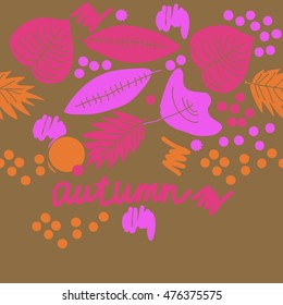 Seamless horizontal  pattern with  autumn theme. Hand drawn.