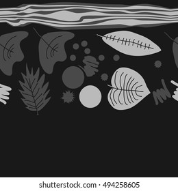  Seamless horizontal pattern with autumn theme, stripes. Hand drawn.