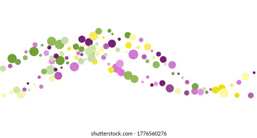 Seamless horizontal  pattern beautiful geometric yellow, green, purple confetti on white background. Venetian carnival Mardi Gras party. Great for horizontal posters, header for website. Vector