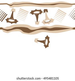Seamless horizontal pattern of  bells, stripes, halftone.