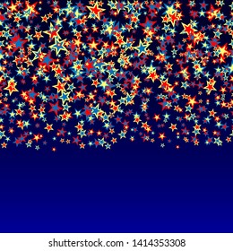 Seamless horizontal pattern of celebration stars on dark blue background