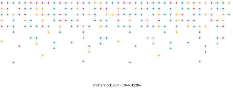 Seamless horizontal pattern from connected circles for site header background. Technological concept background with modern colored integrated metaballs for your web-site.  Vector illustration