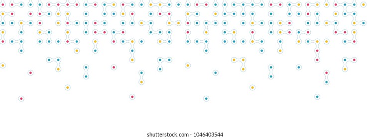 Seamless horizontal pattern from connected circles for site header background. Technological concept background with modern colored integrated metaballs for your web-site. Vector illustration